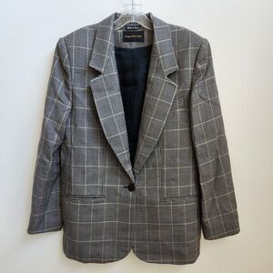 Giorgio Sant' Anglelo Blazer Woman 10 Gray Wool Houndstooth Business Career Chic